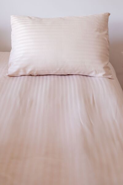 Tekstil Home Luxury Hotel Type Double Fitted Sheets Duvet Cover Set Striped Cotton Satin Stone Color 160x200