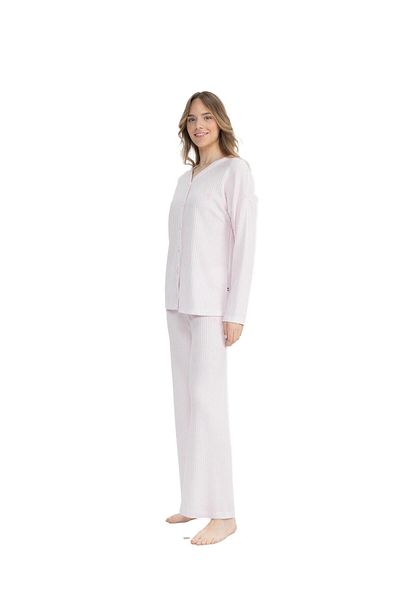 U.S. Polo Assn. Women's Buttoned Front Long Sleeve Wide Leg Pajama Set
