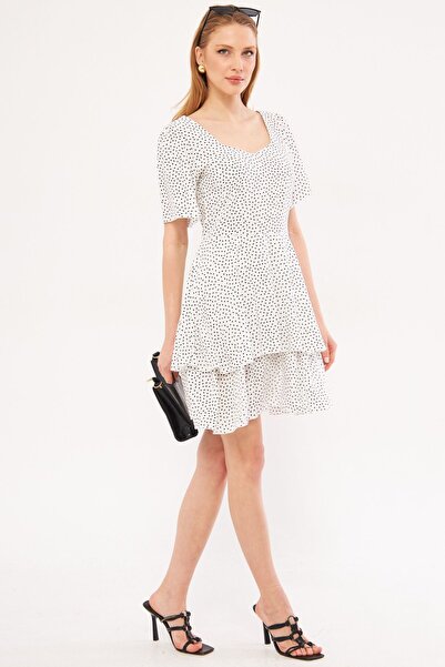 armonika Rochie albă Minus pentru femei Fustă cu mânecă scurtă, cu fermoar, c...