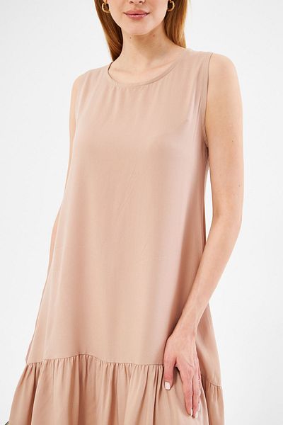 armonika Hellbeiger ärmelloser Damenrock mit Rüschen, KLEID ARM-18Y001156