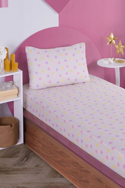 Eponj Home Unicorn Dreams Beige Single Pes Elastic Sheet Set