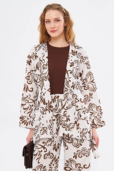 armonika Kimono maro Dio pentru femei, cu model, buzunar cu curea, aspect de ...