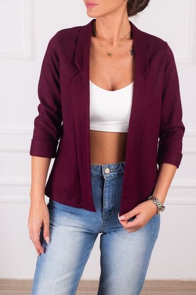 armonika Women's Dark Claret Red Double Sleeve Jacket ARM-18Y001173