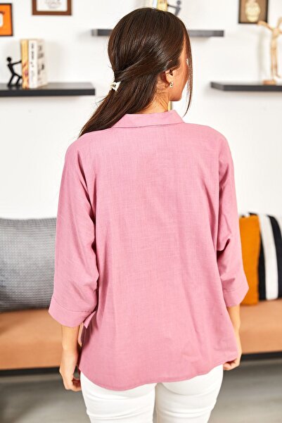 armonika Női Dusty Rose Pocket alkalmi vászon ing ARM-21Y001035