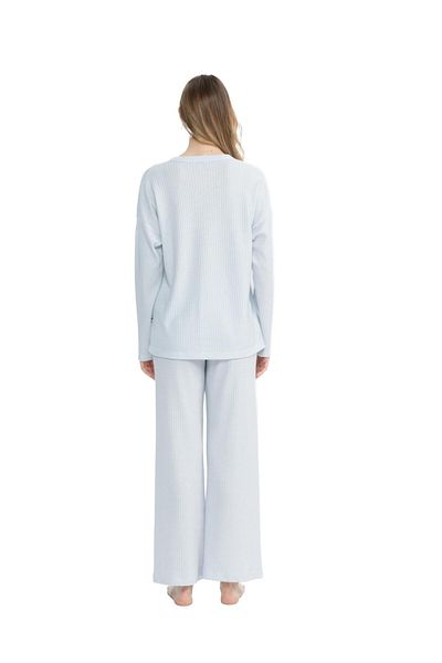 U.S. Polo Assn. Women's Buttoned Front Long Sleeve Wide Leg Pajama Set