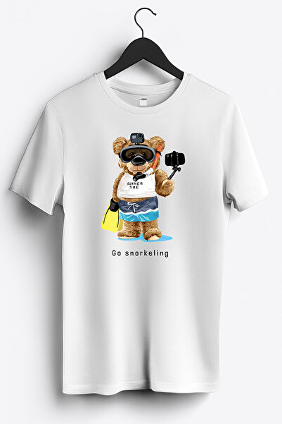 MGAX تي شيرت مطبوع عليه Go Snorkel Teddy Bear