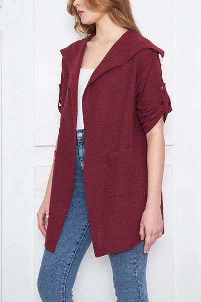 armonika Women's Burgundy Sleeve Epaulette Seasonal Jacket Arm-23y001096