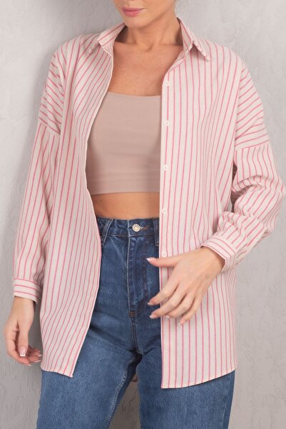 armonika Ženska dugica sa prugama u boji fuksije, velika osnovna košulja ARM-...