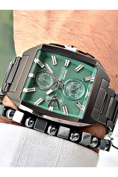 Ferrucci Smoked men's Wristwatch - Square Function and Bracelet Gift