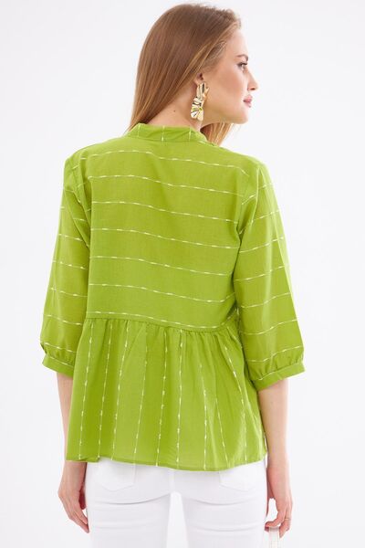 armonika Pistáciově zelená dámská košile – spodní část se stahovací šňůrkou, čtvrt rukáv ARM-24K001003