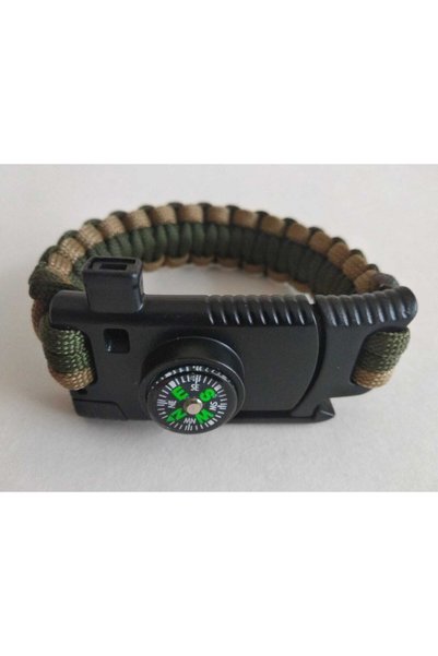 PARACORD DÜNYASI Survival Bracelet Knife Compass Fire Starter Magnesium and Warning Whistle