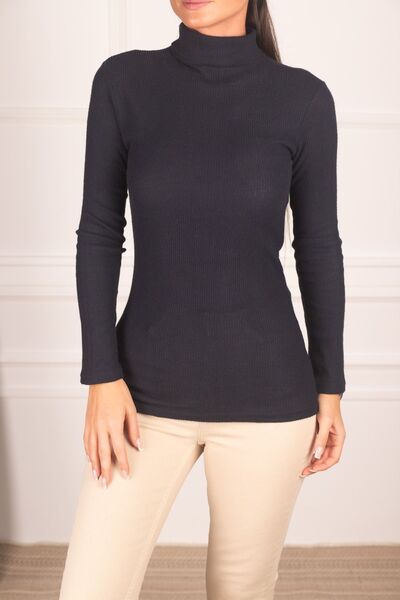 armonika سترة تريكو ذات رقبة زرقاء داكنة للسيدات ARM-24K130002