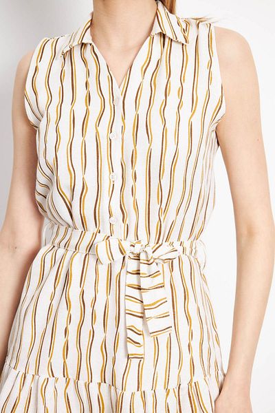 armonika Velbloudí šaty bez rukávů – knoflík a pásek, límec, ARM-24Y001066