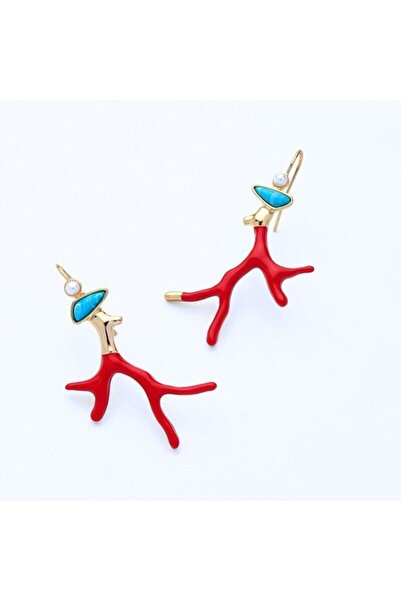 Bengü Accessories Mercan Tasarımlı Emaye Küpe