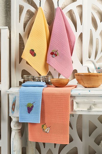 Eponj Home 40x60 Φρούτα - Σετ 6 Κεντημένες Χαρτοπετσέτες