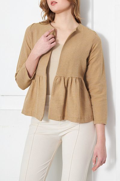 armonika Women's Camel Waist Drawstring Jacket ARM-22Y001034