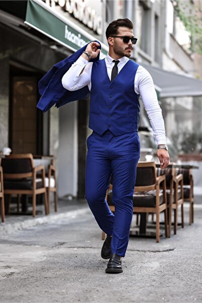 MISTER MR.PAPYON FASHION Erkek  Slim Fit Dar Yelekli Takım Elbise