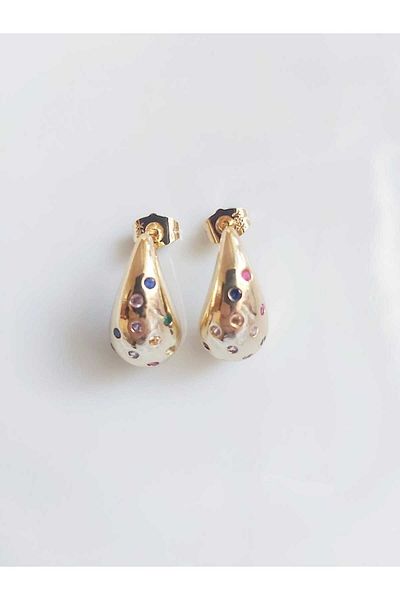 DEVİ fashion Colorful Zircon Stone Bottega Drop Earrings