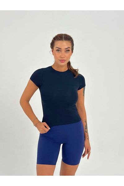 Maison La Femme Tricou crop albastru închis închis
