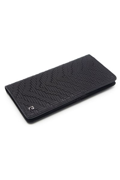 Pierre Cardin Men's Leather Wallet - Black Knitted Pattern, Model 11055s1g