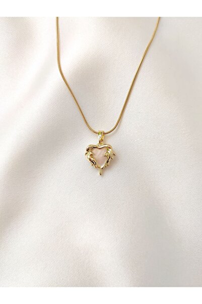Evorya Kadın Paslanmaz Çelik Aşkından Eriyen Sedef Taşlı Kalp Kolye