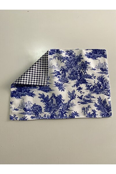 TALKING DREAMS Bleu Blanc Toile De Jouy Mavi Beyaz Vintage Desen 4lü Amerikan...
