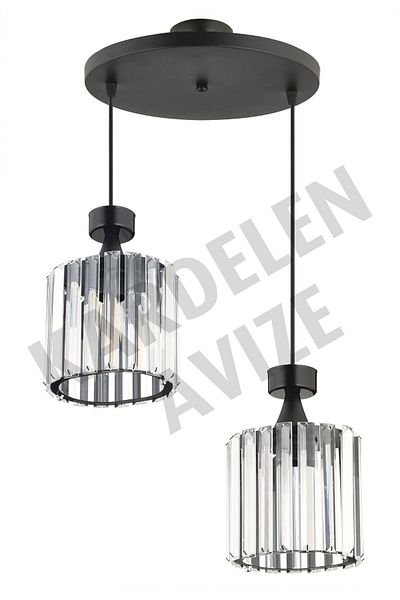 Kraliçe Luxury Chandelier - Black 2-Piece Pendant Lamp Crystal Stone