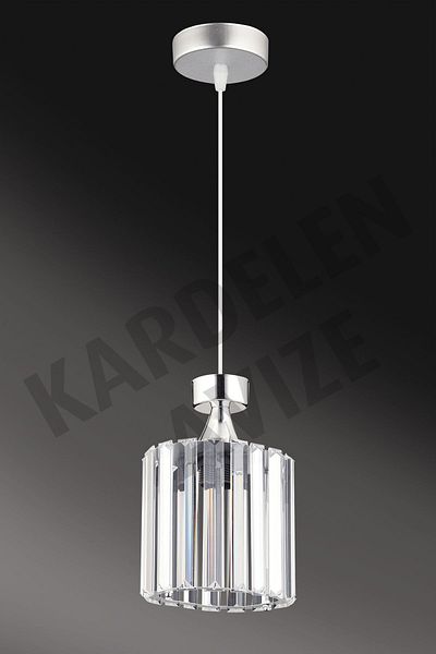 Kraliçe Luxury Chandelier - Chrome Single Pendant Lamp with Crystal Stone