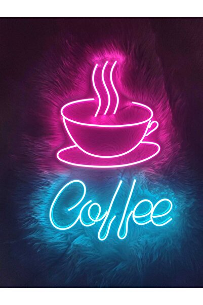 dekoraven Coffee Neon Led Tabela Neon Dekoratif Duvar Aydınlatması(50x35cm)