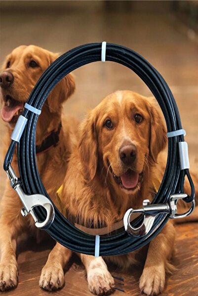 LİDERSAN ÇELİK حبل ربط لحديقة الكلاب بطول 6 مم و5 أمتار باللون الأسود