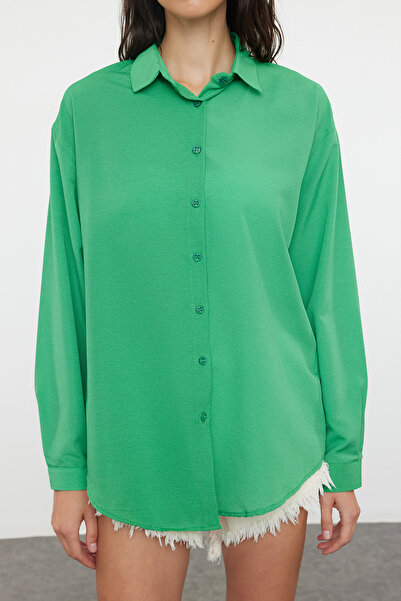 Trendyol Collection Green Woven Shirt Tbess24Go00044