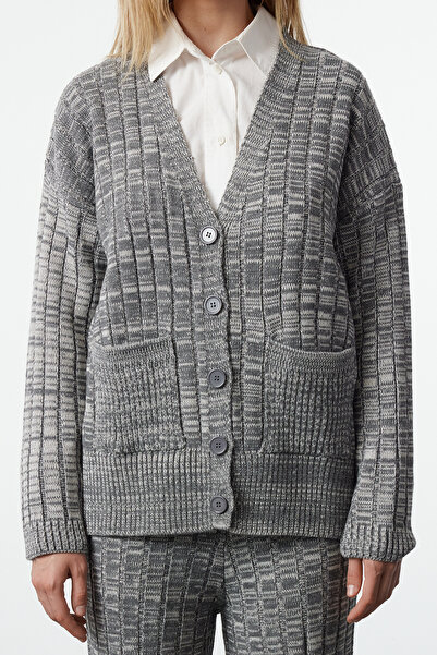 Trendyol Collection Wide Fit Anthracite Knitwear Cardigan and Trousers Set - Twoaw24Au00054