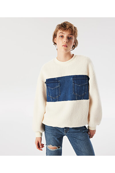 Twist Denim Cream Color Sweatshirt