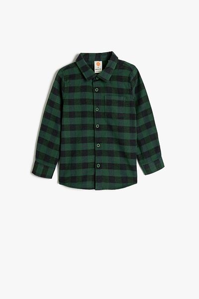 Koton Baby Boy Green Plaid Shirt