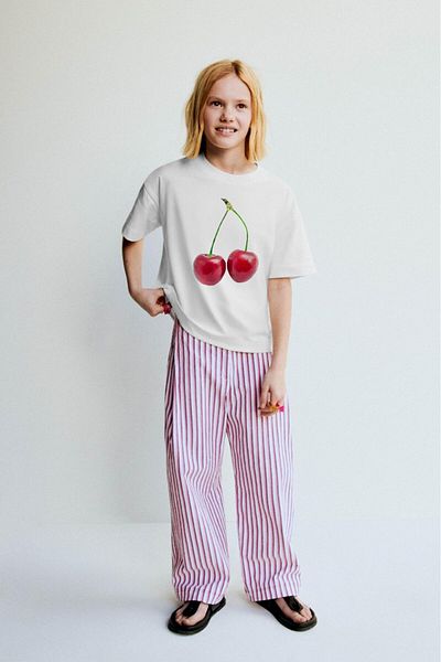 The Champ Clothing Бяла детска тениска с щампа Cherry Cherry Design