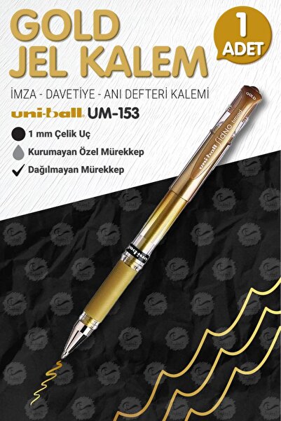t tuğset etiket Uni-ball Um-153 Signo Broad Roller Kalem Gold 1.0 Mm Davetiye...