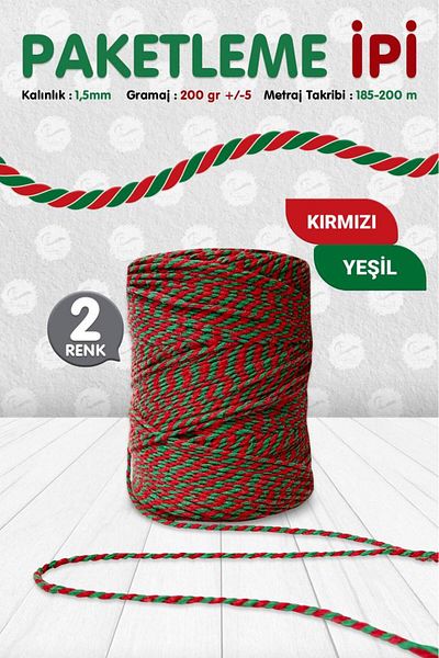 t tuğset etiket Two Color Packing and Binding Rope - Red Green 200m-kp083