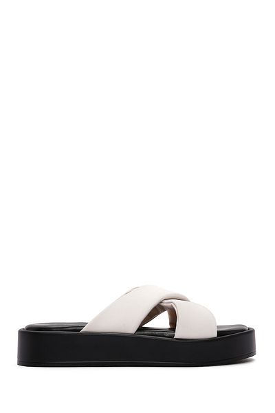 Derimod Beige Thick Soled Women's Slippers - 24sfe48046f