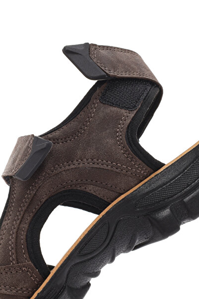 Derimod Nubuck Leather Men's Casual Sandals - Brown Strapped, 24sfd6793v3