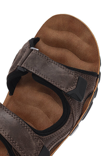 Derimod Nubuck Leather Men's Casual Sandals - Brown Strapped, 24sfd6793v3