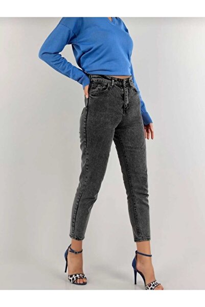 geenz manifacture Blugi Mom Gri Zăpadă Blugi Lycra