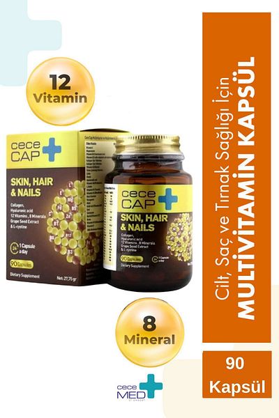 CECEMED Cececap Food Supplement for Hair Nails and Skin 90 Capsules