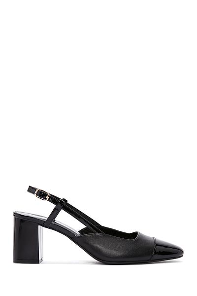 Derimod Black Leather High Heels - Women's, Open Back 24sfd 160914