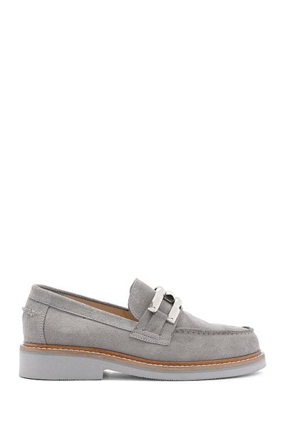 Derimod Gray Suede Leather Women's Loafer - Masculine 24sfd 181010