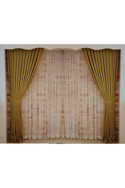 FİGENSİ Light Pistachio Green Velvet Curtain - Double Blades, Close Pleated, V-18 Model