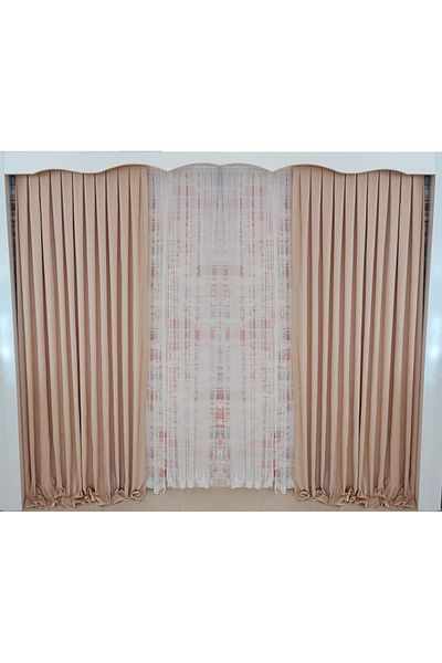 FİGENSİ Open Vision Velvet Curtain - Double Blades, Close Pleated, 1/3 Model V-05