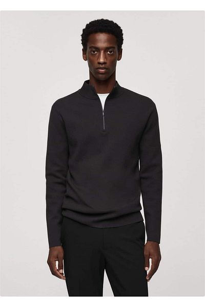 MANGO Man Zippered perkins collar sweater