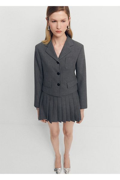 MANGO Woman Pocketed Crop Blazer Jacket