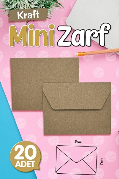 t tuğset etiket Kraft Mini Zarf - 9x7 см, 20 штук, t362