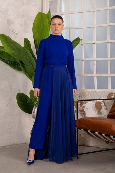 Melike Tatar Saks Chiffon Detailed Jumpsuit 32-6049